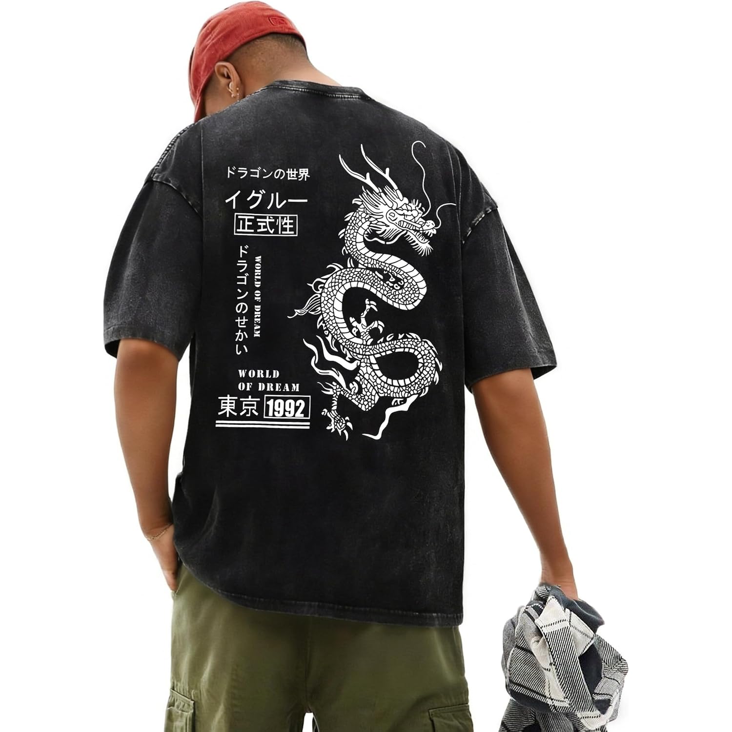 Uoua Mens Graphic Tees Vintage Oversized T-Shirts Casual Acid Wash Cotton Streetwear (S-2Xl)