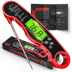 Meat Thermometer Digital, Instant Read Food Thermometer, Red | Waterproof Cooking Thermometer With Doneness Chart, Backlight, F/C Switch For Bbq, Candy, Oil