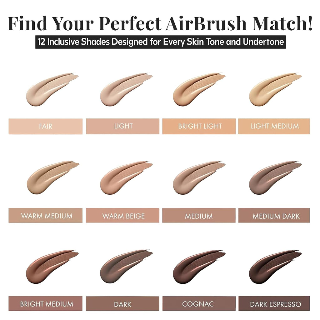 Jerome Alexander Magicminerals Airbrush Foundation – 2 Piece Set With Airbrush Foundation And Kabuki Brush - Spray Makeup With Anti-Aging Ingredients For Smooth Radiant Skin - Light