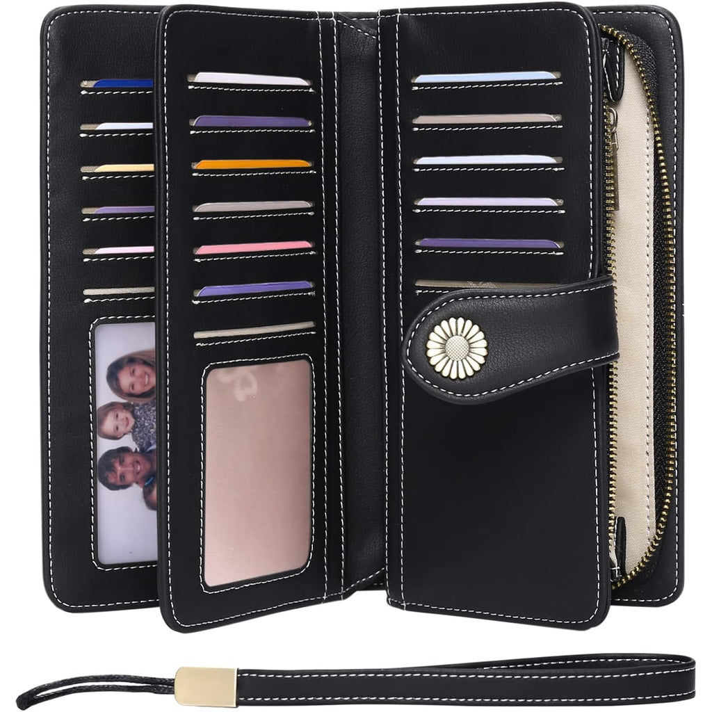 FALAN MULE Wallets for Women Trifold Wristlet Wallets Large Capacity RFID Blocking Ladies Purse Credit Card Holder