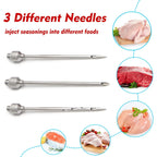Meat Injector, 1-Oz Plastic Bbq Marinade Injector Kit, Turkey Injector Syringe (3 Stainless Steel Meat Needles +3 Replacement O Rings + 1 Cleaning Brush) For Turkey Smoked Bbq Grill