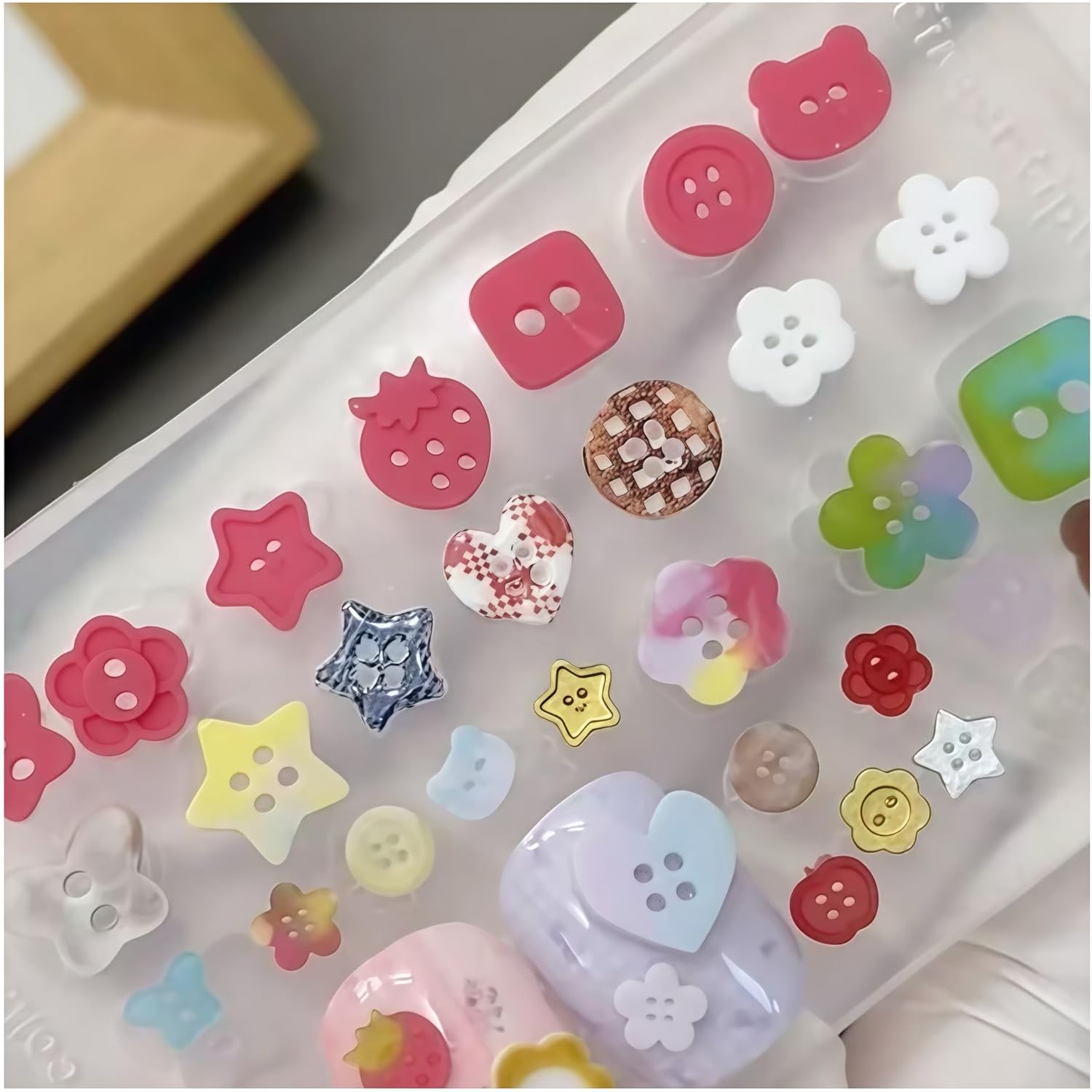 3D Buttons Nail Mold Silicone Tools Nails Charms Resin Molds Art for Accessories Supplies