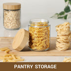 Netany 4-Pack 16Oz Glass Jars With Airtight Lids, Overnight Oats Containers With Bamboo Lids, Wide Mouth Mason Salad Jars, Glass Food Storage Containers For Snacks Yogurt Spice Sugar