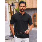 Cotrasen Men'S Polo Shirts Short Sleeve Soft Cotton Pique T-Shirts 3 Buttons Classic Fit Casual Performance Golf Shirts