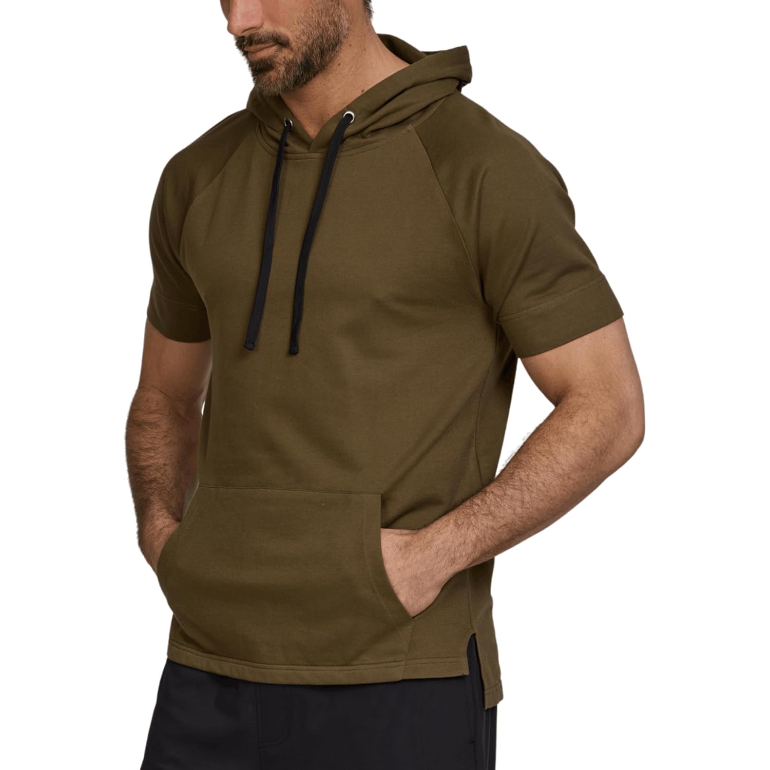 Short Sleeve Hoodie For Men, Breathable Athletic Hooded T Shirts, Mens Gym Workout Pullover Hoodies