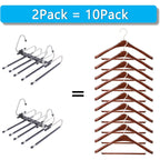 Magic Pants Hangers Space Saving - 2 Pack For Closet Multiple Layers Multifunctional Uses Rack Organizer For Trousers Scarves Slack (2 Pack With 10 Metal Clips)