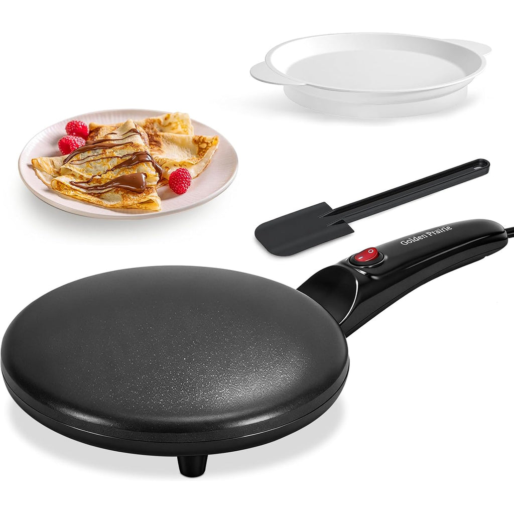 Electric Crepe Maker, 8" Crepe Pan Nonstick With Batter Spreader & Dipping Tray, 800W Quick Heat-Up & Auto Temperature Control For Perfect Pancakes, Pfoa & Bpa Free, Easy Clean Portable Griddle