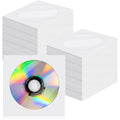 Cd Dvd Sleeves 200 Pack, White Cd Dvd Sleeves Envelope Holder With Clear Window And Flap (5X5 Inch/12.7X12.7 Cm)