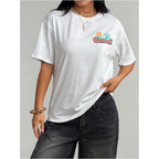 SOLY HUX Women's Hawaiian Beach T Shirts Tropical Graphic Tess Short Sleeve Tops Vacation Clothes White Graphic