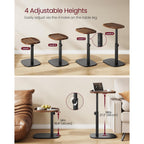 Vasagle C Side Table Adjustable Height, Couch Sofa Table, End Table, Tv Tray For Small Spaces, 11.8 X 15.7 X 27.2 Inches, For Living Room, Bedroom, Walnut Brown And Ink Black Ulet363M101