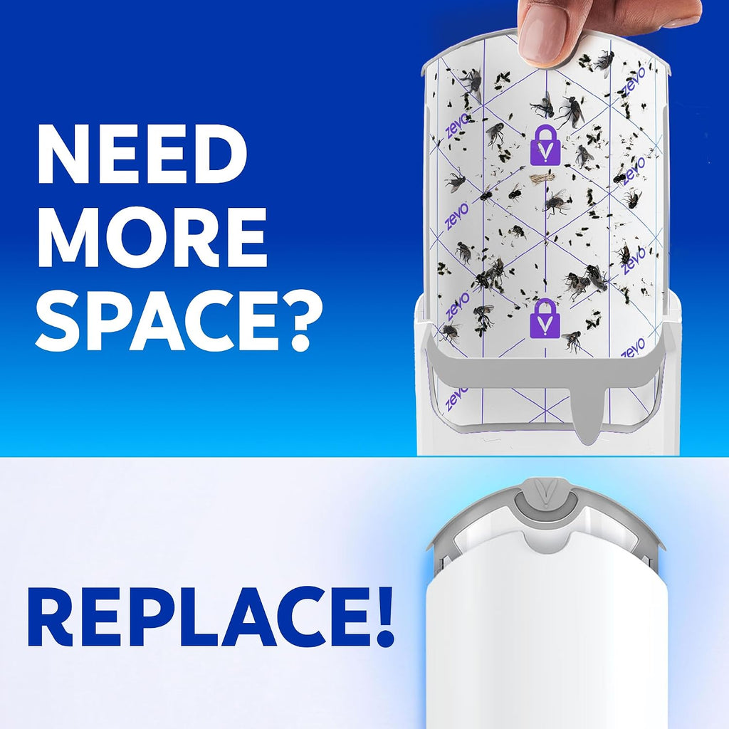 Zevo Flying Insect Trap Official Refill Cartridges - Fits Zevo Trap And Max Indoor Fly Trap, Trap+Lock Technology Fly Trap Refill For Gnats, House Flies & Fruit Flies (4 Official Refill Cartridges)