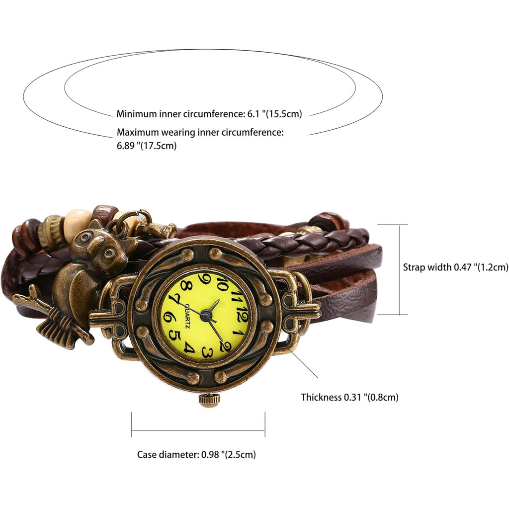 JewelryWe Women Quartz Bracelet Watch Fashion Weave Wrap Around Leather Wrist Watch Classic Bracelet Watch for Summer Beach for Mother's Day
