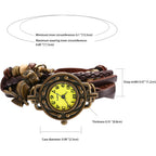 JewelryWe Women Quartz Bracelet Watch Fashion Weave Wrap Around Leather Wrist Watch Classic Bracelet Watch for Summer Beach for Mother's Day