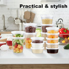 60 Sets Deli Containers With Lids, 32/16/8 Oz X 20 Set Each, Leak-Proof & Bpa Free Airtight Takeout Plastic Food Storage Containers For Soup, Freezer/Microwave/Dishwasher Safe