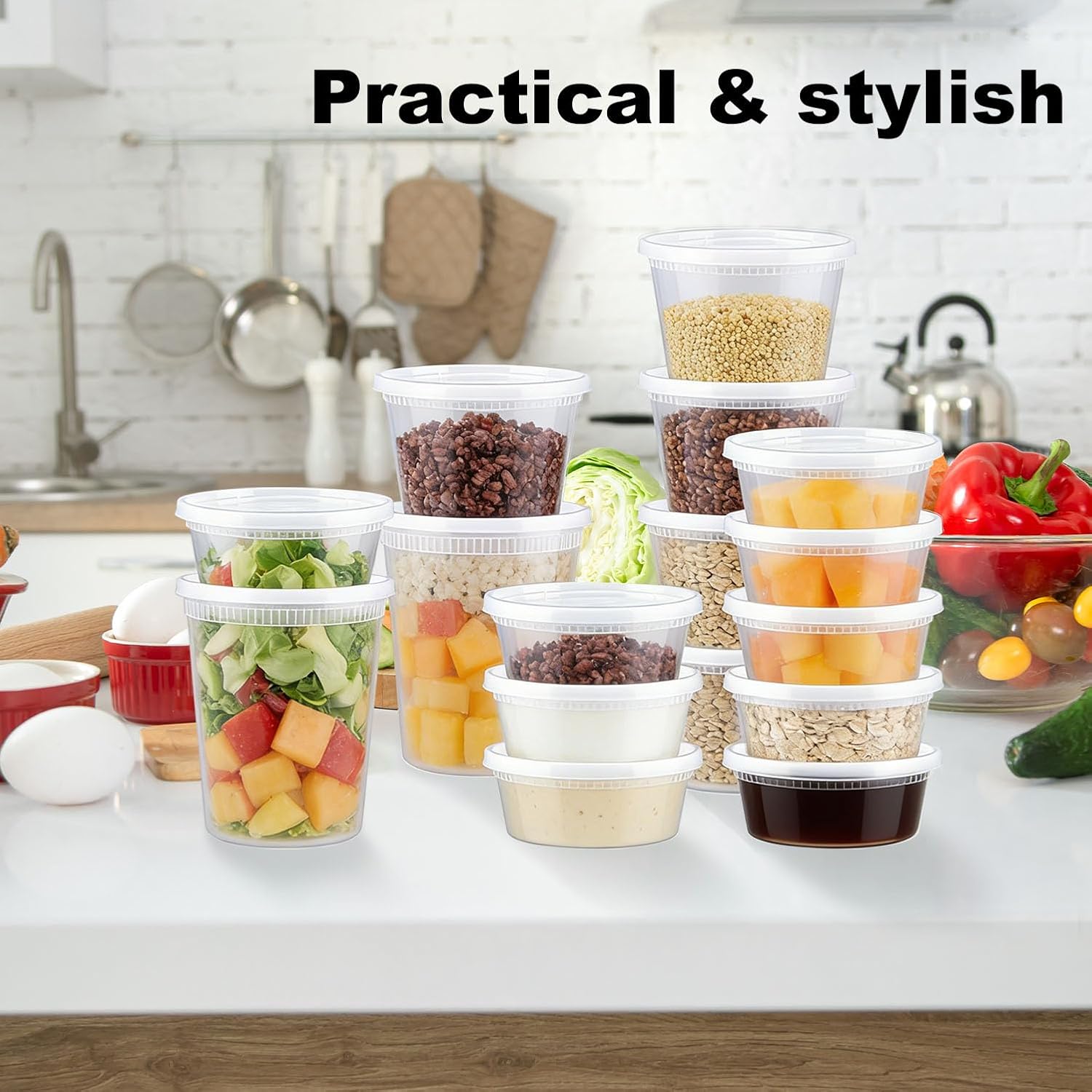 60 Sets Deli Containers With Lids, 32/16/8 Oz X 20 Set Each, Leak-Proof & Bpa Free Airtight Takeout Plastic Food Storage Containers For Soup, Freezer/Microwave/Dishwasher Safe
