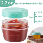 Salad Dressing Container To Go With Lids Dishwasher And Microwave Safe | Tiny Condiment Containers With Graduated Lines, Reusable Leakproof Small Sauce Containers For Lunch Box 6 Pcs 2.7 Oz Mixed 1