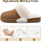 Women'S Fuzzy Memory Foam Slippers Fluffy Winter House Shoes Indoor And Outdoor