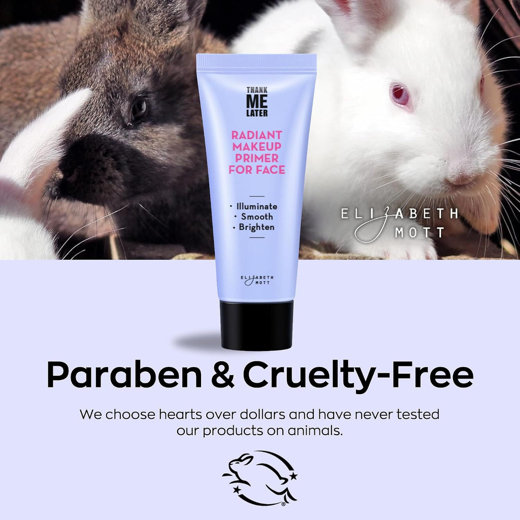 Elizabeth Mott Thank Me Later Radiant Face Primer - Illuminating & Hydrating Makeup Base With Niacinamide For Dewy Skin - Long-Lasting, Oil-Free Formula, Lightweight & Cruelty-Free, 30G