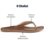 Olukai Honu Women'S Beach Sandal, Soft & Comfortable Full-Grain Leather, Easy Slip-On Flip-Flops, Everyday, All-Day Comfort & Style