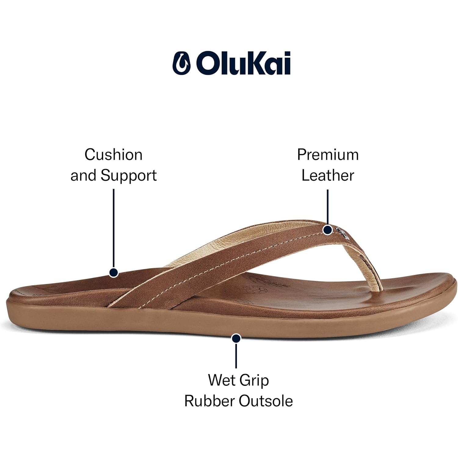 Olukai Honu Women'S Beach Sandal, Soft & Comfortable Full-Grain Leather, Easy Slip-On Flip-Flops, Everyday, All-Day Comfort & Style
