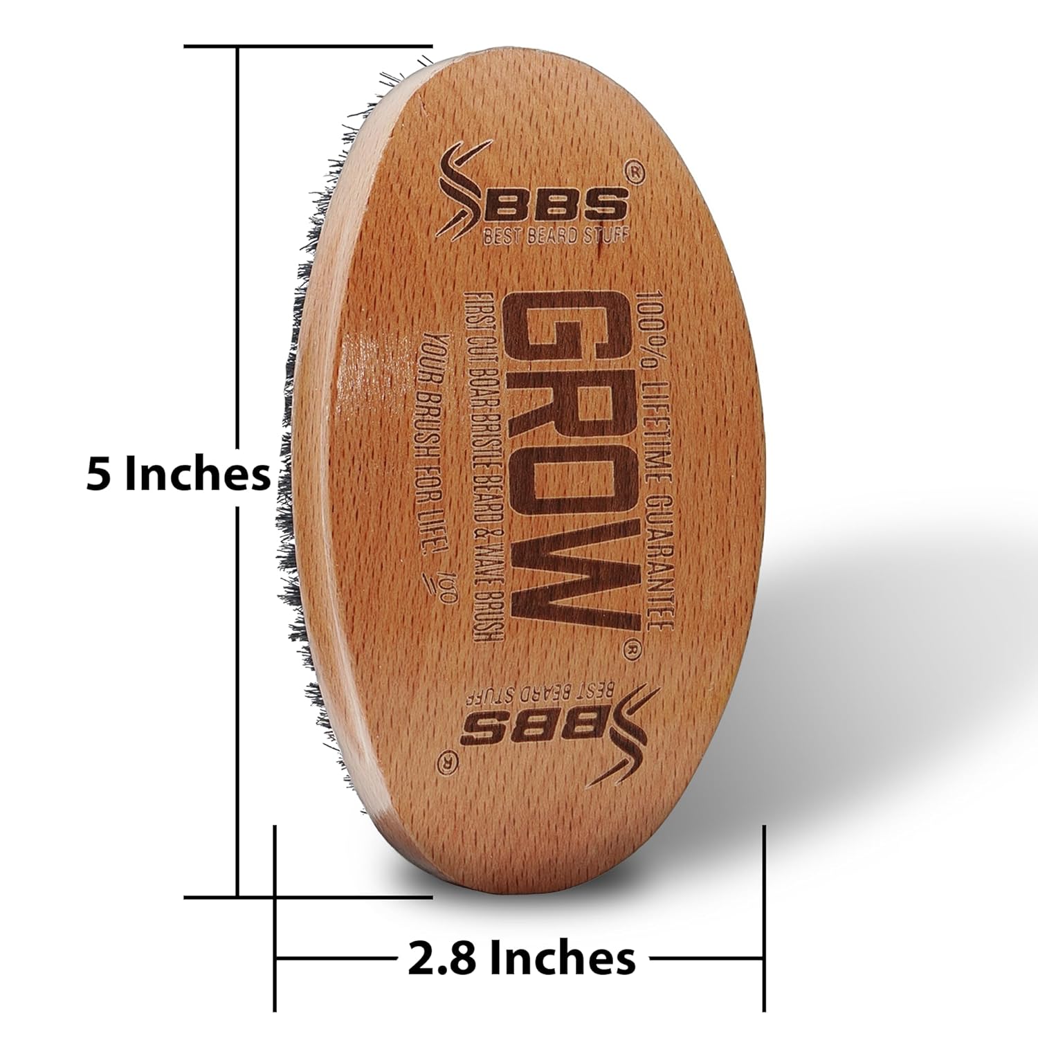 GROW Beard Brush & 360 Wave Brush for Men - Natural Boar Bristle For Fuller, Thicker Hair, Beard & Mustache - Premium Full-Size to Exfoliate, Strengthen Hair, Stimulate & Boost Growth