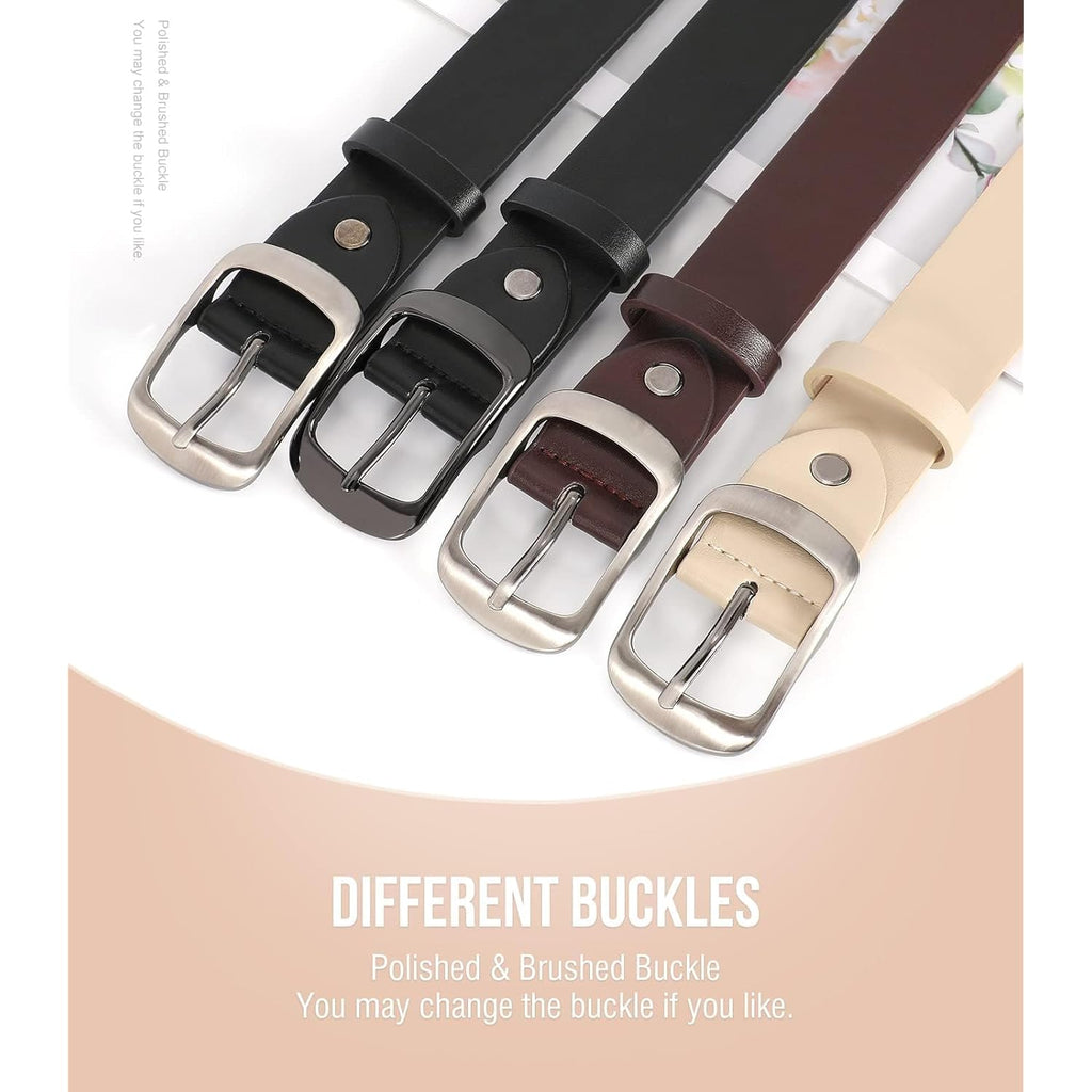 VONMELLI 2 Packs Women Leather Belts for Jeans Fashion Leather Ladies Waist Belt