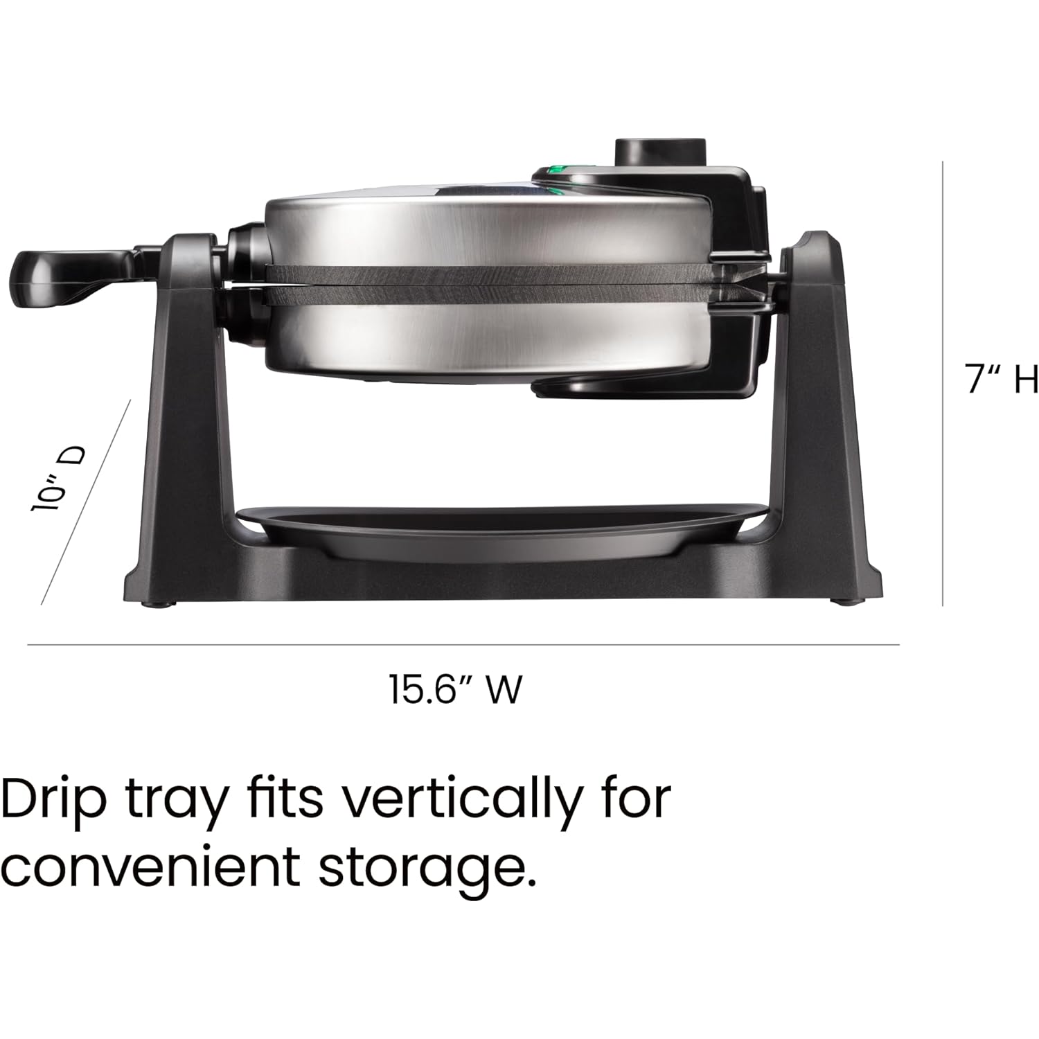 Chefman Rotating Belgian Waffle Maker, 180° Flip Iron w/ Non-Stick Plates, Adjustable Timer, Locking Lid, & Drip Plate, Space Saving Storage, Mess-Free Breakfast, Stainless Steel/Black