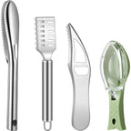 Honoson 4 Pcs Stainless Steel Fish Scale Remover Scaler With Bottle Opener | Fish Skin Peeler, Descaler Cleaner, Stainless Steel Blade, 4 Pack Kitchen Fish Cleaning Tool