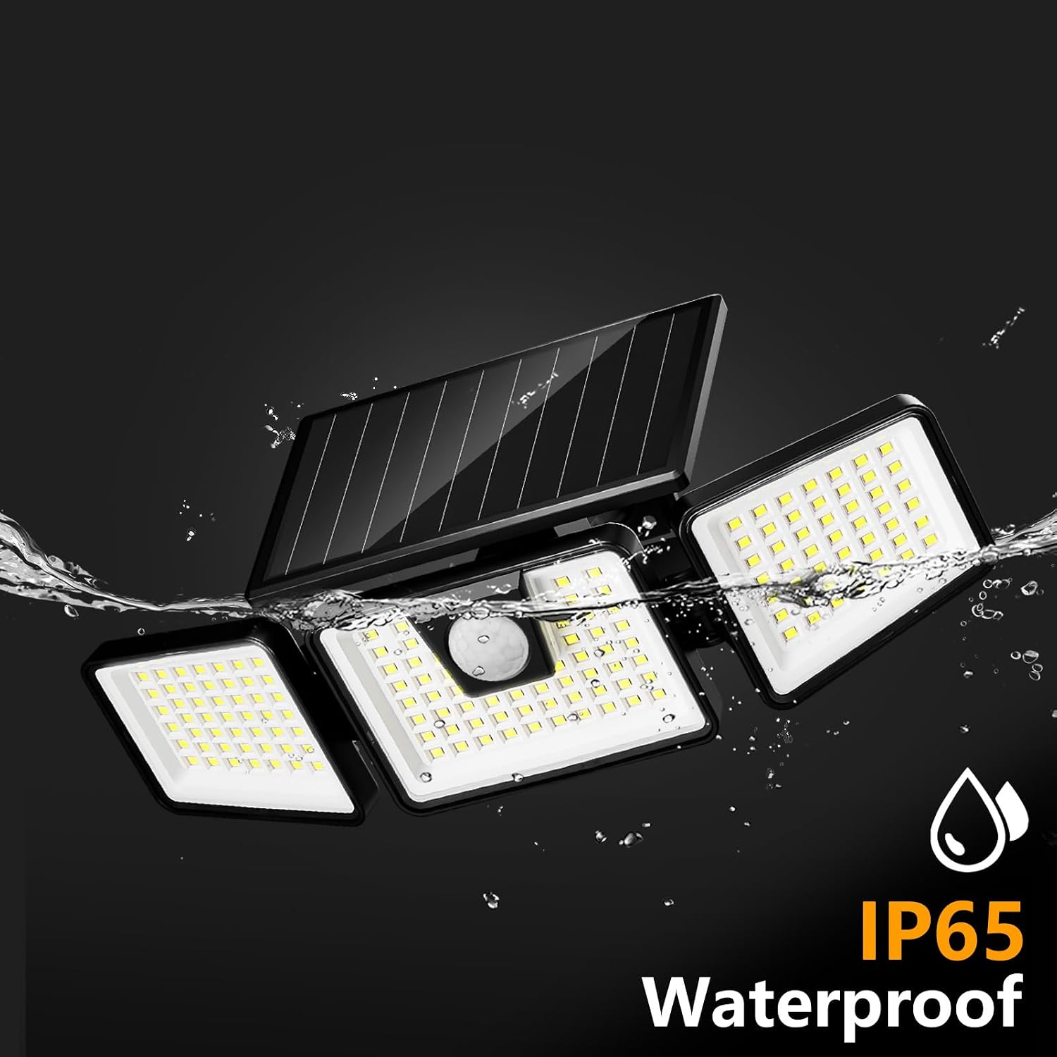 Solar Lights Outdoor Waterproof, 3000 Lm 156 Led Motion Sensor Outdoor Lights, 3 Heads Solar Powered Security Flood Light Motion Detected Spotlight For Patio Garage Yard Entryways, 2 Pack Black