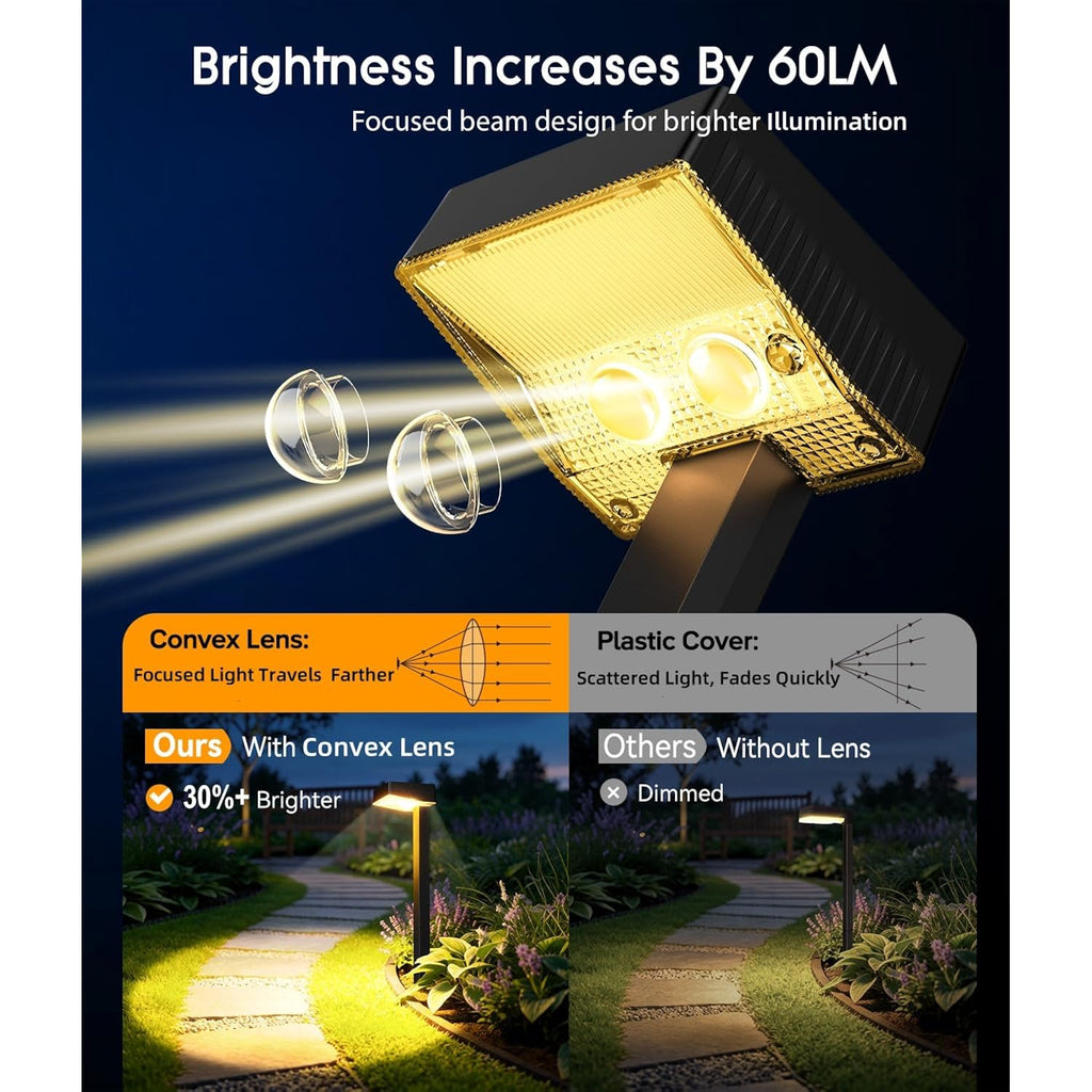 Solar Pathway Lights Outdoor, 8 Pack Garden Lights Solar Powered Path Lights With Larger Led Lens, 2 Light Modes Waterproof Outdoor Solar Light For Yard Driveway Walkway Landscape, Warm White