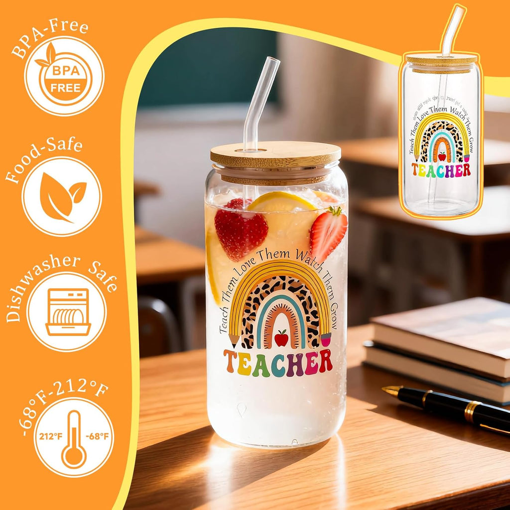 11 Packs Teacher Appreciation Gifts for Women, Teachers' Day Gift with 16oz Glass Cup, Thank You Gifts for Best Teachers, Back to School, End of Year
