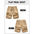 Plepan Men'S Casual Cargo Shorts Classic Stretch Waist Drawstring Outdoor Work Shorts With 6 Pockets