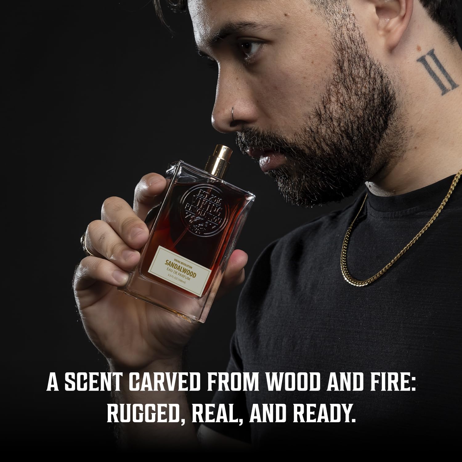 Viking Revolution Sandalwood Cologne for Men - Eau de Parfum - Woody Sandalwood Perfume with Notes of Cedar, Cypress, Plum Blossom, Lemon, Balm, Vanilla - Gifts for Men 3.5 Fl Oz