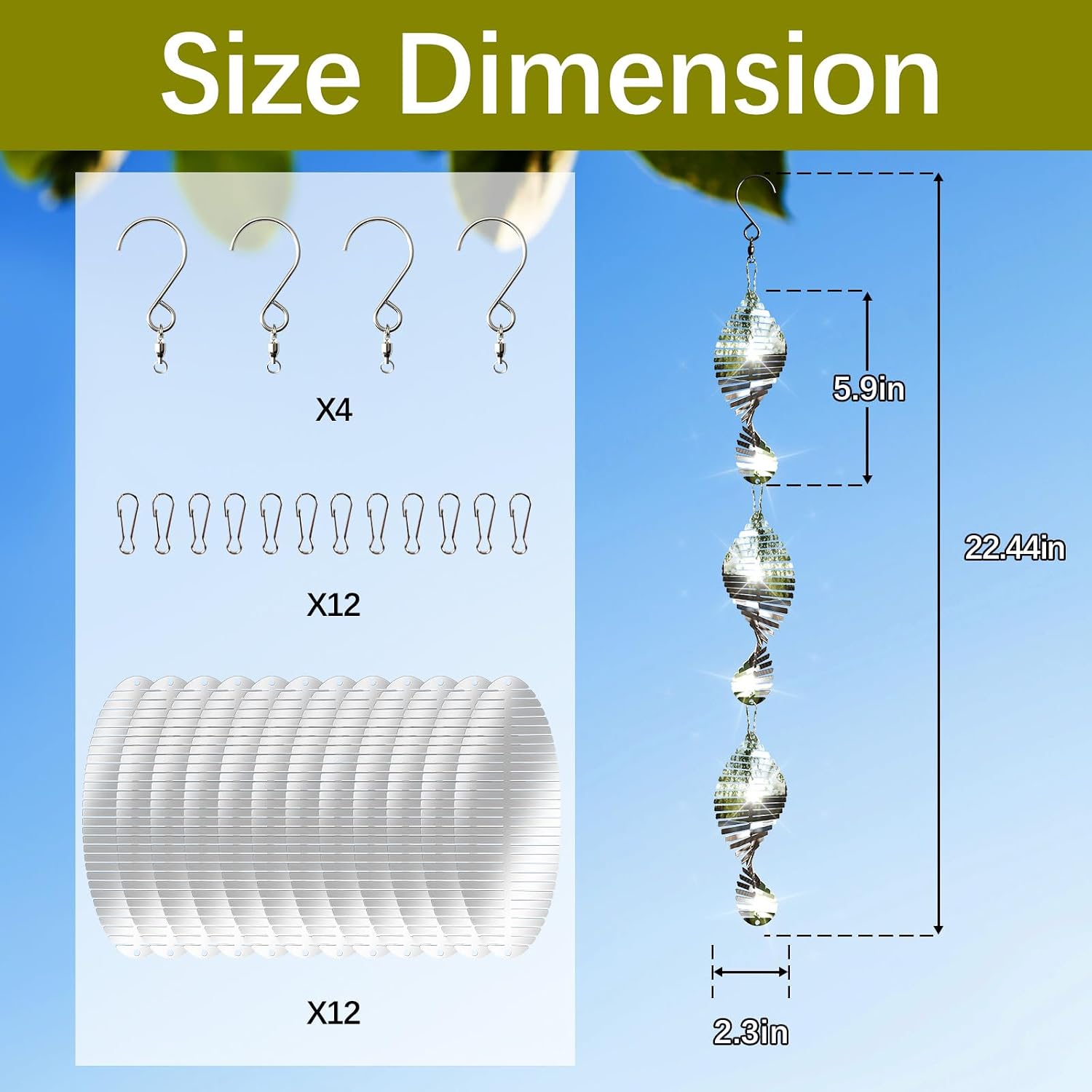 12 Pcs Stainless Steel Bird Deterrents For Outside,3D Wind Spinners Outdoor Bird Scarer Discs Set Pigeon Deterrent,Bird Reflectors To Keep Birds Away Woodpecker Deterrent For House,Crow Deterrent