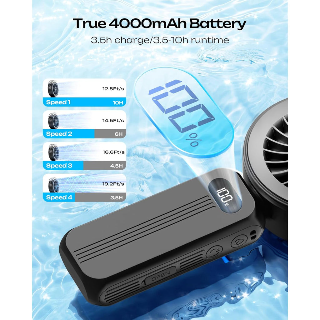 Otlonpe Handheld Misting Fan Portable, Powerful High Speed, Small Personal Rechargeable Cooling Mister Fan Water Spray Mist, 4000Mah Battery Operated For Travel Indoor Outdoor Hand Desk (Black)