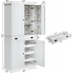 Ironck 72" Kitchen Pantry Cabinet With Drawer And Sliding Racks, White | White Wood Pantry Cabinet. 6 Door Shelves. 3 Sliding Racks. For Kitchen, Dining Room, Or Hallway.