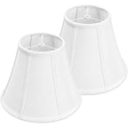 White Bell Lamp Shades Set Of 2, 6.7" X 13" X 10" Fabric Replacement Lampshades For Table Lamps, Spider Fitter Lamp Shades For Home Decoration In Living Room, Bedroom, Easy Assembly Required