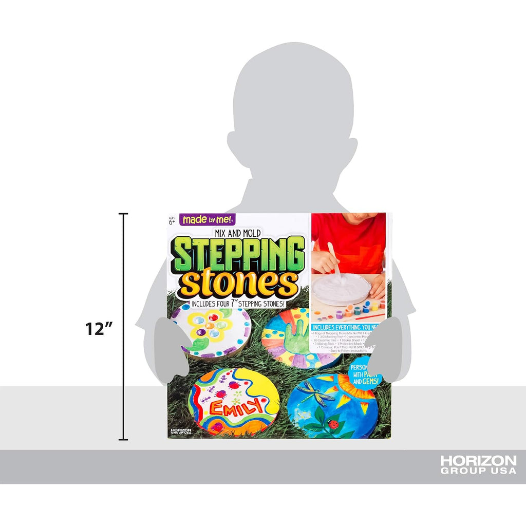 Made By Me Mix & Mold Your Own & Make 4 Diy Personalized Stepping Stones, Great Spring & Summer Weekend Activity, Perfect Keepsake, Birthday Party Idea For Kids Ages 5, 6, 7, 8, 9, Multicolor