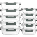 [10-Pack] Glass Meal Prep Containers with Lids, MCIRCO Food Storage Containers with Snap Locking Lids, Airtight Lunch Containers, Microwave, Oven, Freezer and Dishwasher