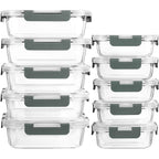 [10-Pack] Glass Meal Prep Containers with Lids, MCIRCO Food Storage Containers with Snap Locking Lids, Airtight Lunch Containers, Microwave, Oven, Freezer and Dishwasher