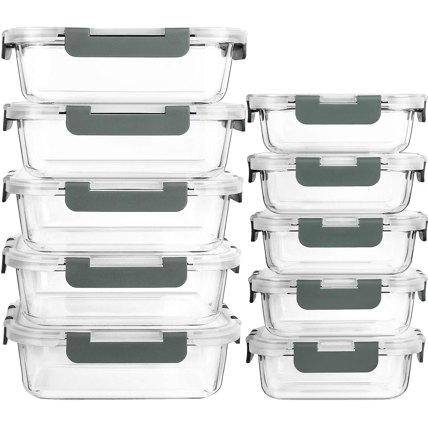 [10-Pack] Glass Meal Prep Containers with Lids, MCIRCO Food Storage Containers with Snap Locking Lids, Airtight Lunch Containers, Microwave, Oven, Freezer and Dishwasher