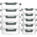 [10-Pack] Glass Meal Prep Containers With Lids, Mcirco Food Storage Containers With Snap Locking Lids, Airtight Lunch Containers, Microwave, Oven, Freezer And Dishwasher