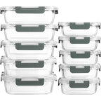 [10-Pack] Glass Meal Prep Containers With Lids, Mcirco Food Storage Containers With Snap Locking Lids, Airtight Lunch Containers, Microwave, Oven, Freezer And Dishwasher