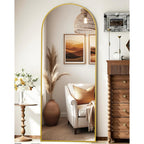 59"X16" Floor Mirror Full Length, Arched Full Length Mirror With Stand, Full Body Mirrors For Bedroom Living Room Or Cloakroom Gold