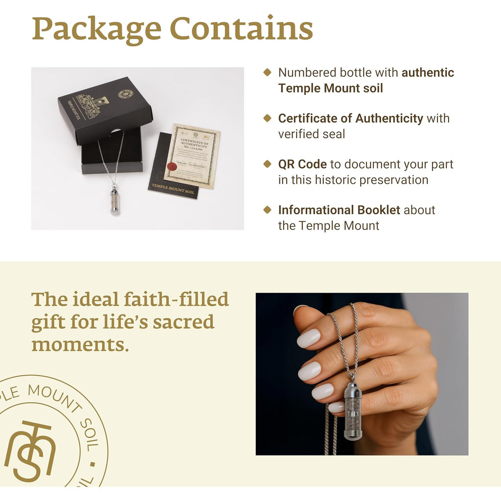Authentic Temple Mount Christian Necklace for Women & Men – Expert-Certified Sacred Soil Jewelry, Rare Faith-Based Holy Land Soil Pendant from Jerusalem, Spiritual Religious Keepsake