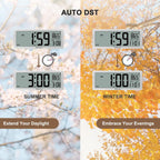 8.5" Atomic Digital Wall Clock, Never Needs Setting, Auto Time Sync, Accurate & Easy To Use Clock With Backlight, Battery Operated, Temperature, Date, Auto Dst, 4 Time Zones(Silver)