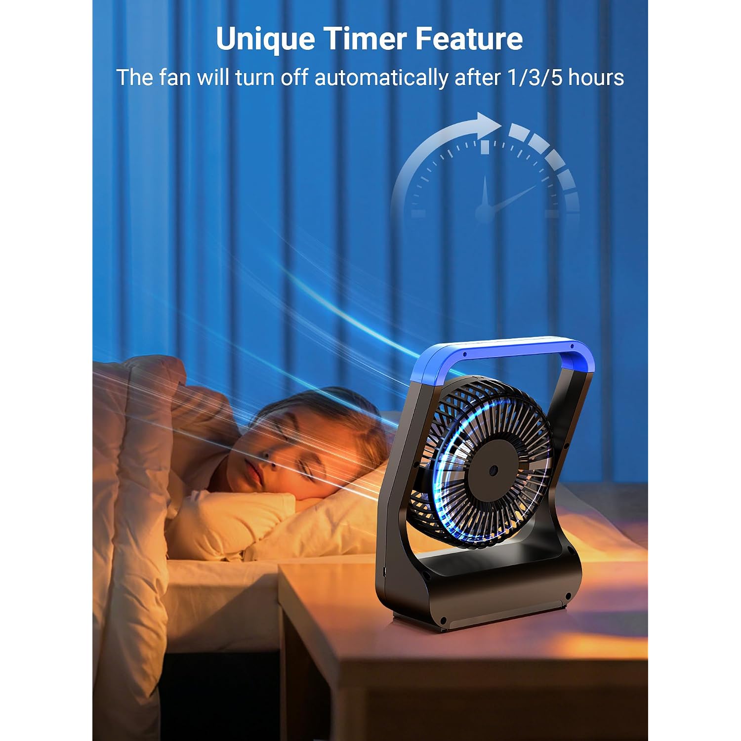 Gazeled Battery Operated Fan, Camping Fan Battery Powered, Super Long Lasting, 5'' Portable D-Cell Battery Powered Desk Fan With Timer, 3 Speeds, Quiet, 180° Rotation, For Office,Bedroom,Outdoor, F24