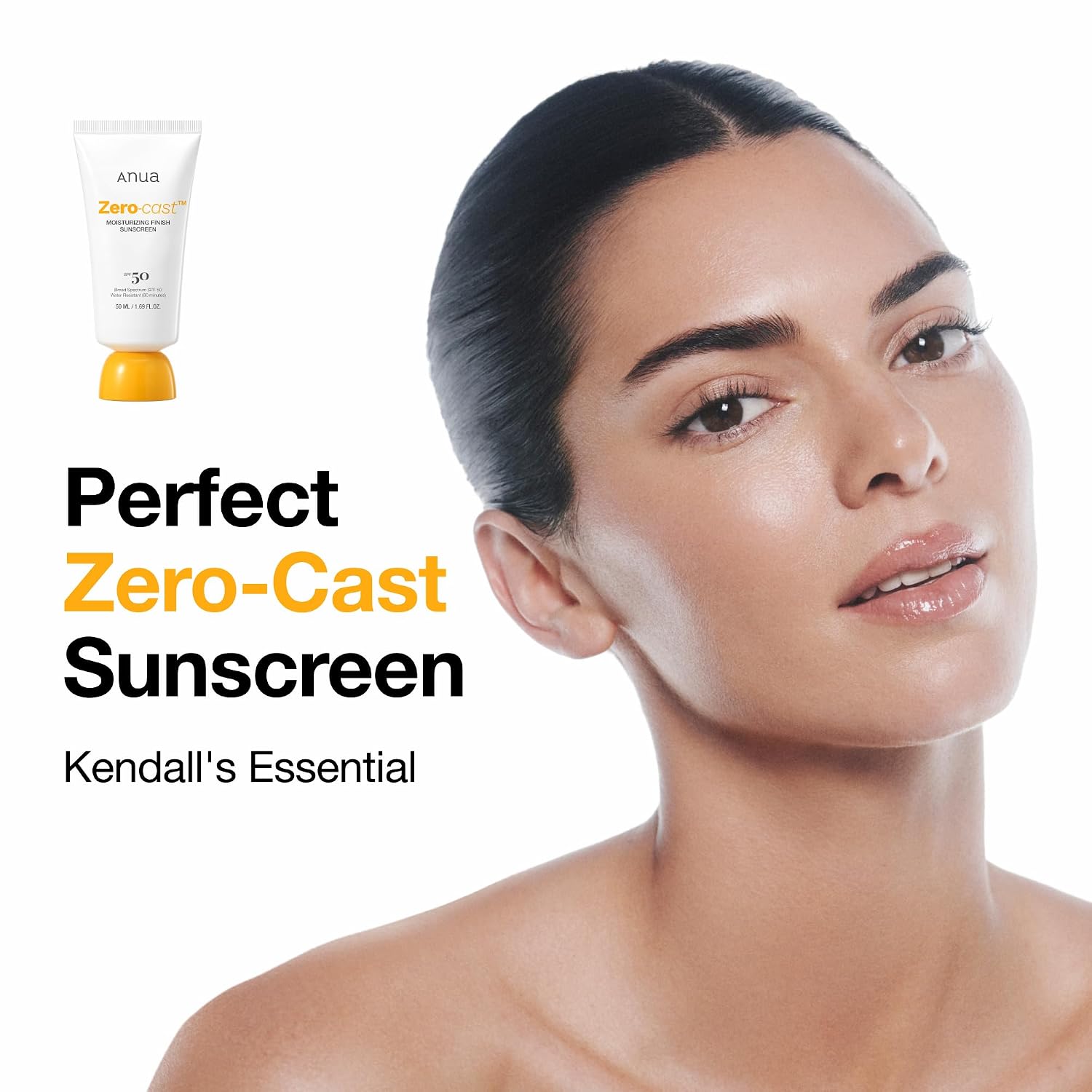 Anua, Zero-Cast Moisturizing Sunscreen Spf 50, Glow Natural Sunscreen For Face, No White Cast, Hyaluronic Acid, Niacinamide, Oil-Free, Korean Skincare, 1.69 Fl Oz