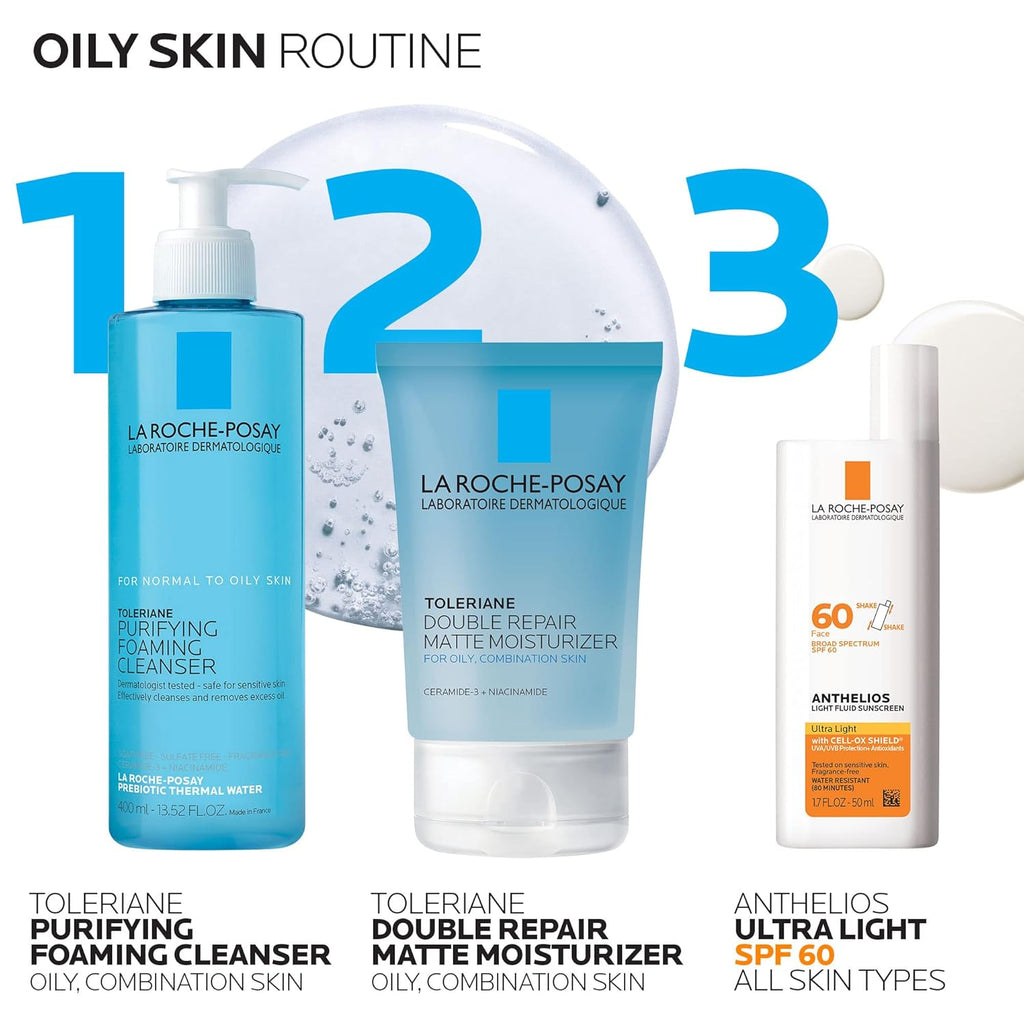 La Roche-Posay Toleriane Double Repair Matte Face Moisturizer, Daily Moisturizer For Oily Skin With Ceramide And Niacinamide For All Skin Tones, Oil Free, Non-Comedogenic, Available with SPF 30