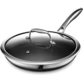 Hexclad 10 Inch Hybrid Nonstick Frying Pan With Lid, Stay-Cool Handle, Dishwasher And Oven Safe, Induction Ready, Frying Pan Skillet Compatible With All Cooktops